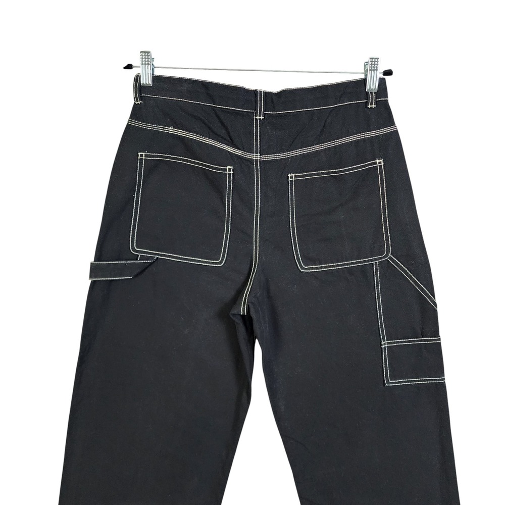 Gap Womens Carpenter Pants Size 8 Black White Contrast Stitch High Rise Cotton - Picture 5 of 14